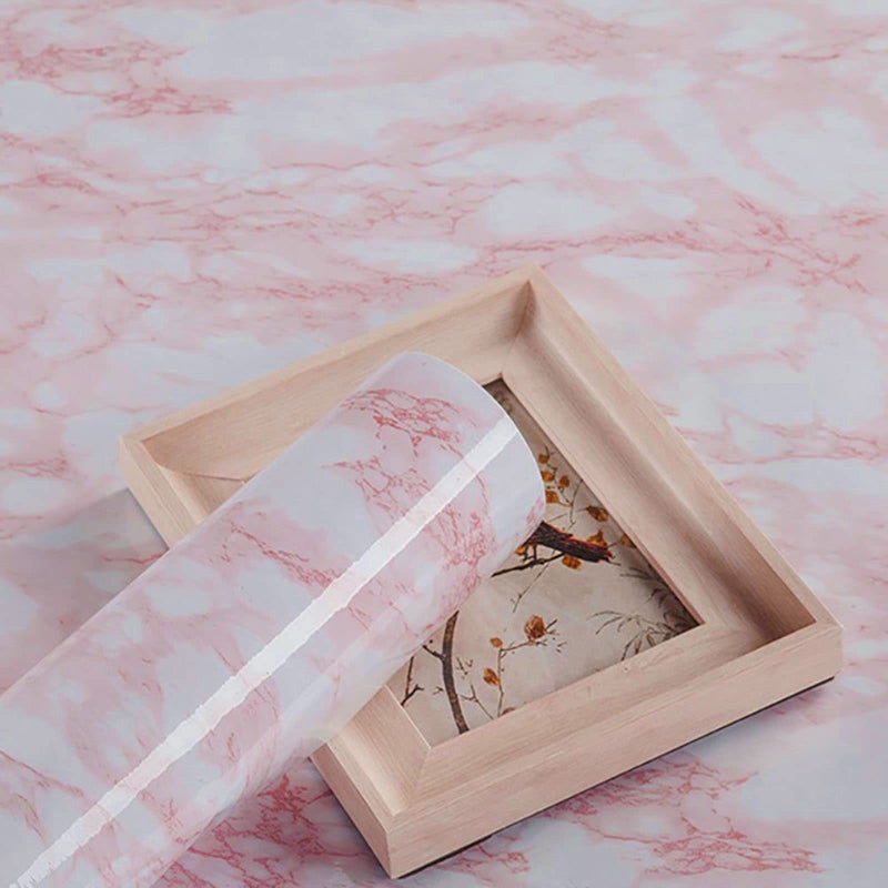 practicalWs 15.7 in Ã— 118 in White Pink Marble Stick Paper Peel and Stick Countertops Self-Adhesive Vinyl Watertight Wallpaper Great As Cabinets Drawer Shelf Wall Crafts Wall Paper Decorations - Image 4